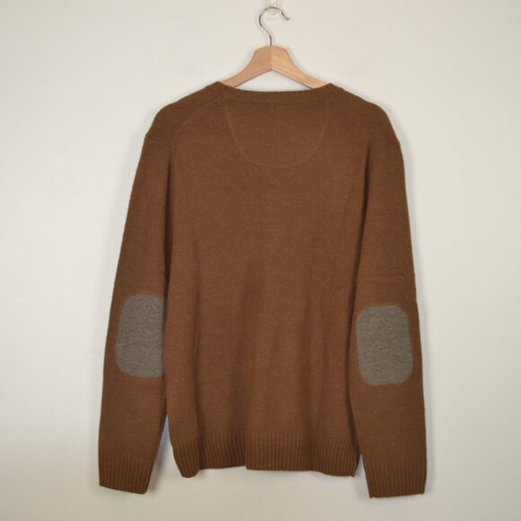 Black Brown 1826 Lambwool Blend Mens M Pullover V Neck Stretch Knit Sweater - Picture 4 of 10